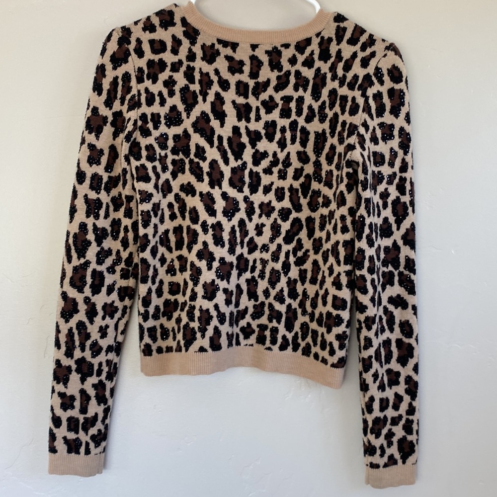 Alice And Olivia Connie Embellished Leopard Sweater size XS - Picture 2 of 13